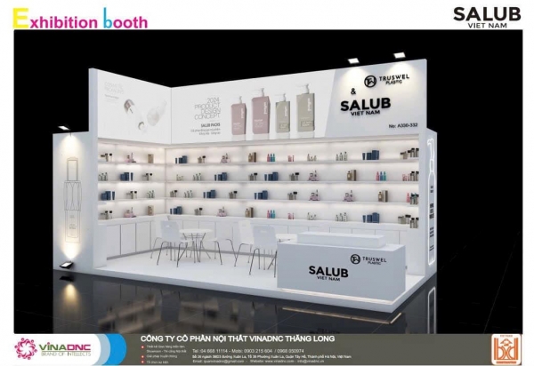 Thi công booth Salub tại Vietbeauty &amp; Cosmobeauté Vietnam 2024